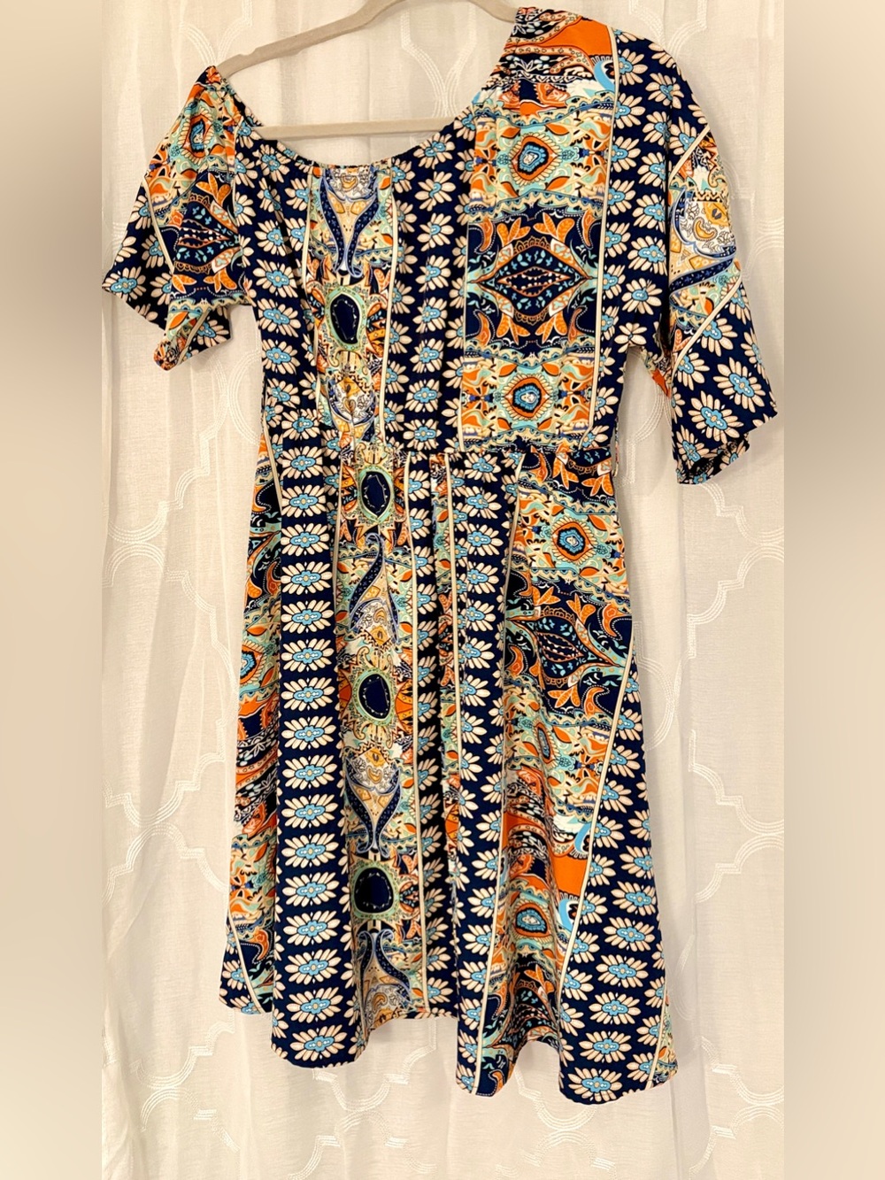 Shein Boho Mixed Print Fit & Flare Dress Size M